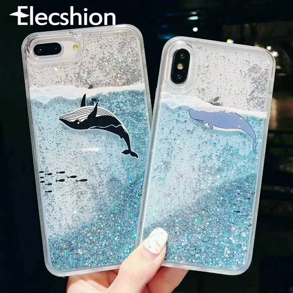 

Glitter Dynamic Liquid Quicksand Case For Samsung Galaxy S8 S9 S10 Plus Note 9 Cartoon Ocean Whale Cover For iPhone 7 8 Plus XR