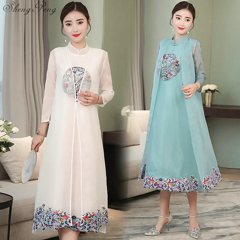 Ao Dai традиционное китайское длинное платье для женщин cheongsam Элегантное Длинное платье в китайском стиле платье для женщин CC608