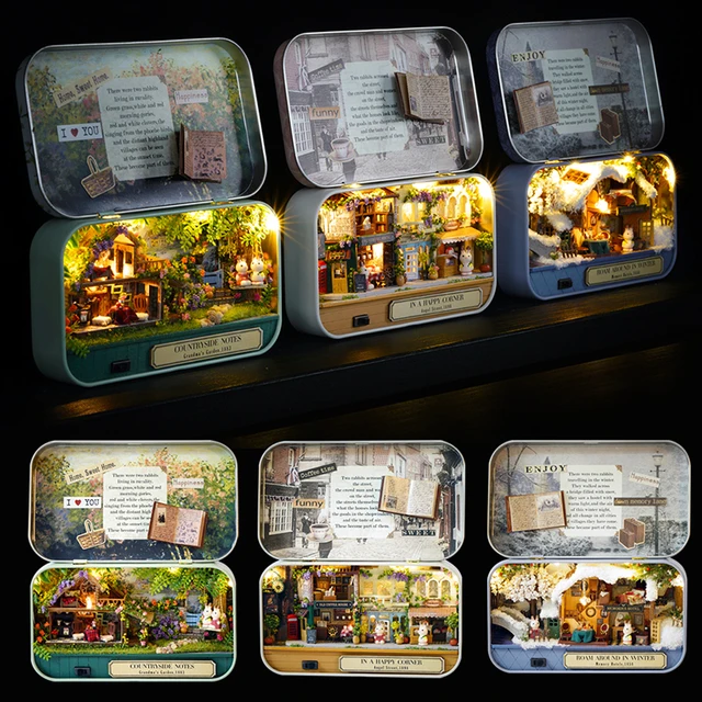 Cutebee Theater Box Miniature Doll House Furniture for Children Birthday Gift DIY Dollhouse Kit Build with Led Light Casa Toy 1