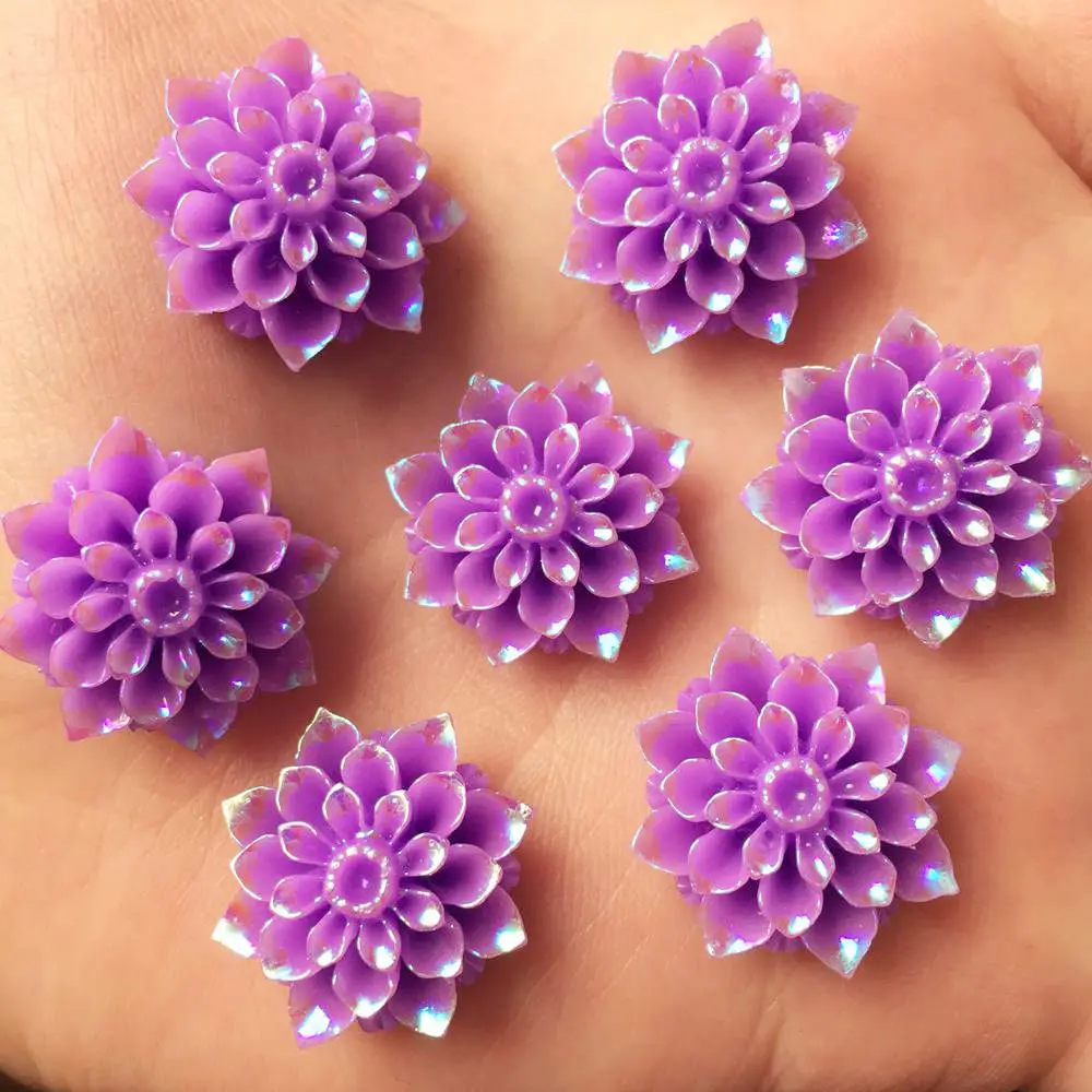 

New DIY 10pcs 20mm AB Resin Cute Flower Flatback Stone Wedding Buttons Craft Scrapbook R286