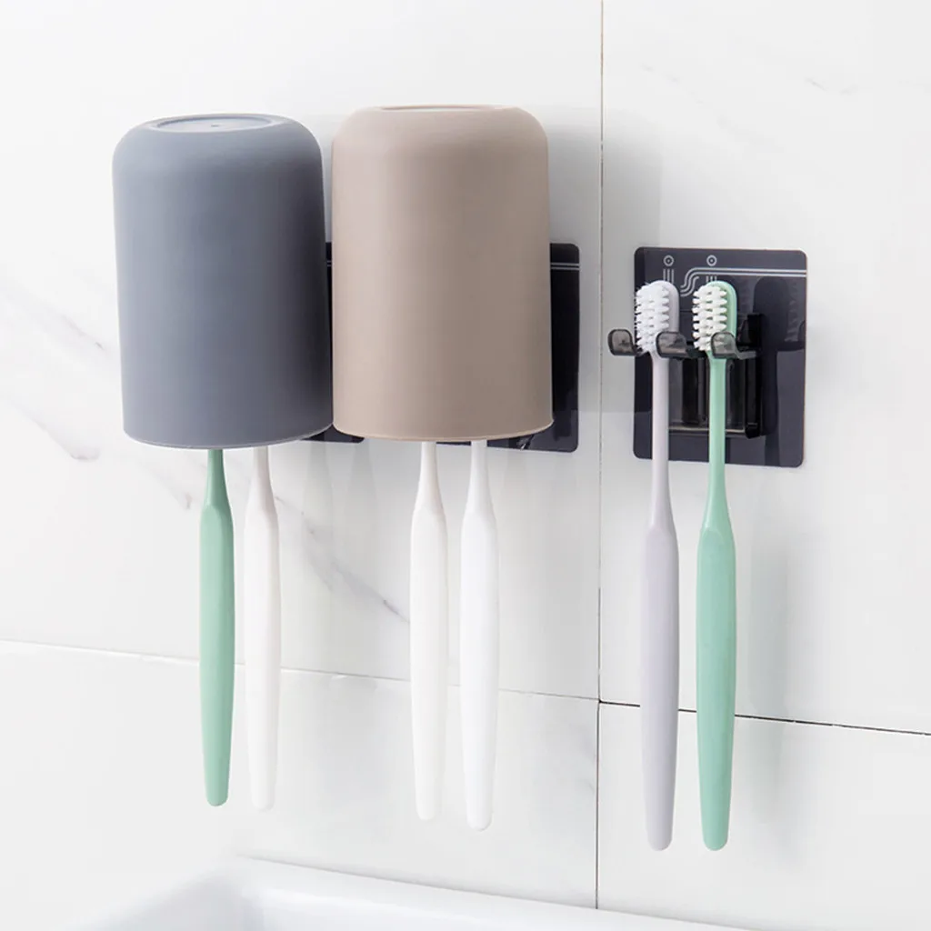 

MUQGEW Toothbrush Holder Toothpaste Bathroom Sets Brush Container Hanging Utensil Box Storage Rack Cup Hanging Organizer#Y45