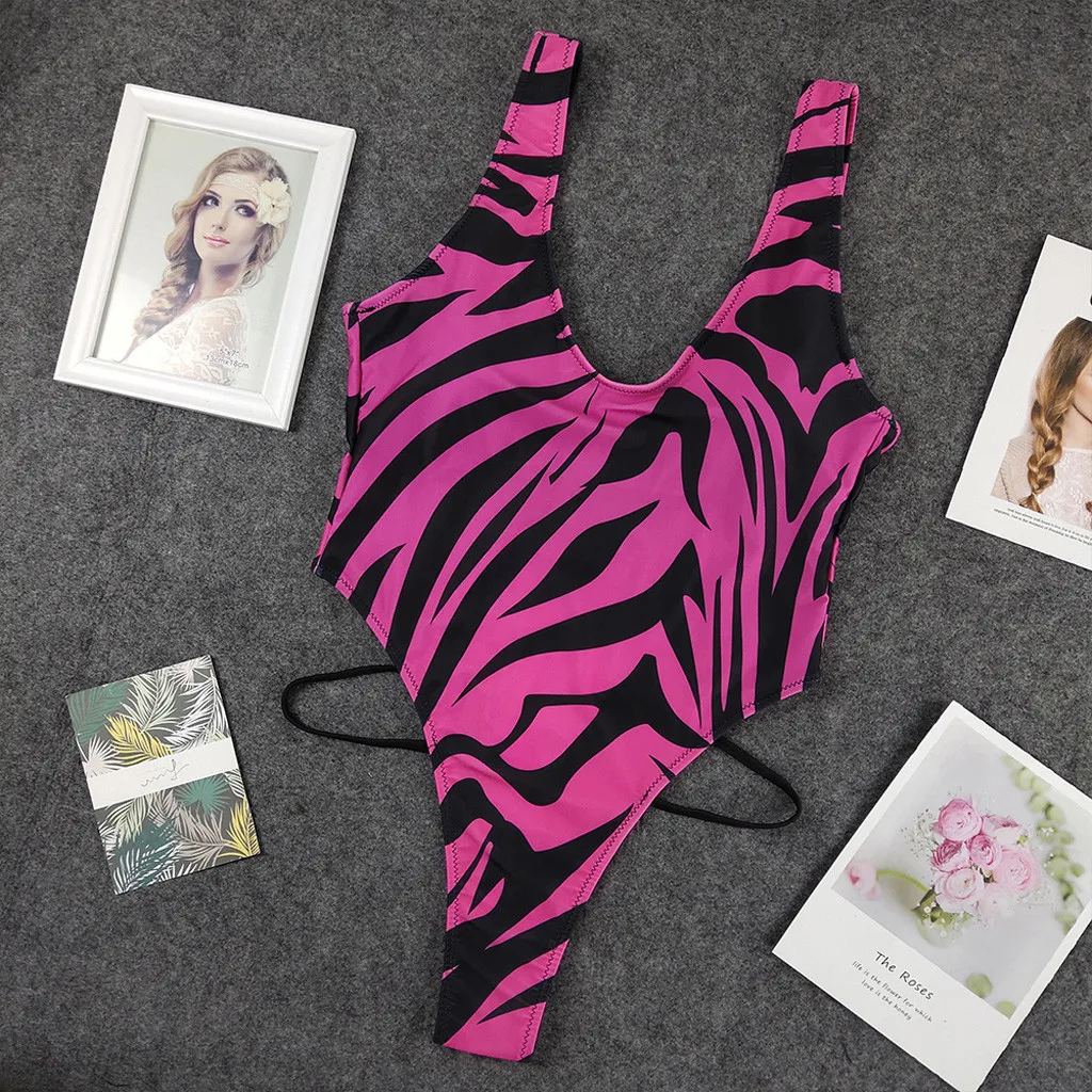 Модный женский купальник-танкини на бретельках с принтом пламени, сексуальный цельный комбинезон с принтом, пляжная одежда, купальник пуш-ап, бикини для девочек - Цвет: Pink