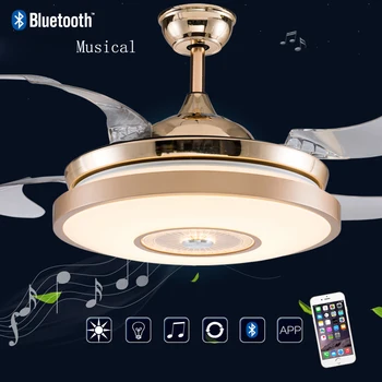 

LED Bluetooth Musical Stainless steel Acryl Ceiling Fan LED Ceiling Lights.LED Ceiling Light.Ceiling Lamp For Foyer Bedroom