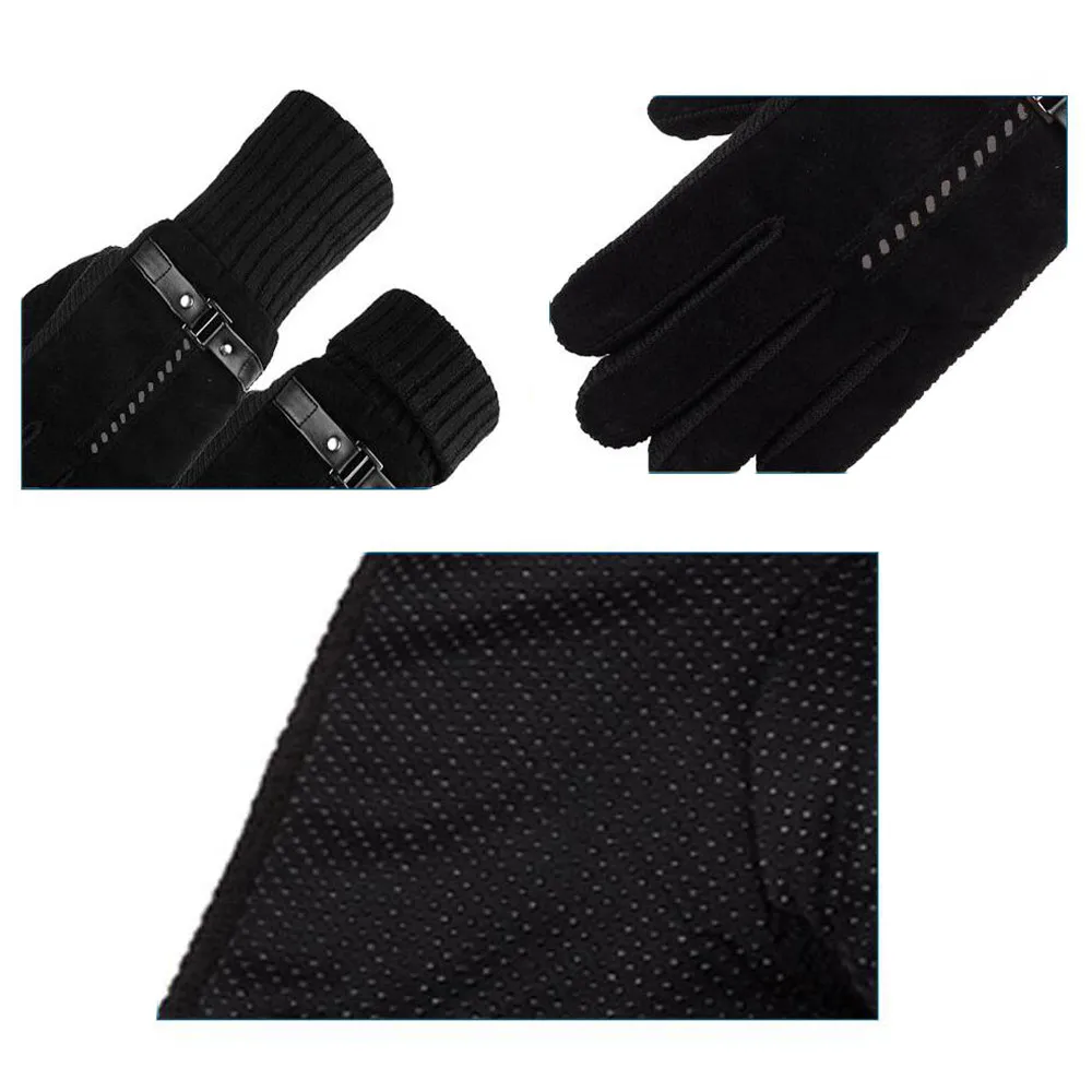 Мужские перчатки из натуральной кожи с сенсорным экраном, варежки высокого качества из свиной кожи, мужские зимние теплые ветрозащитные уличные термоперчатки, 18Nov