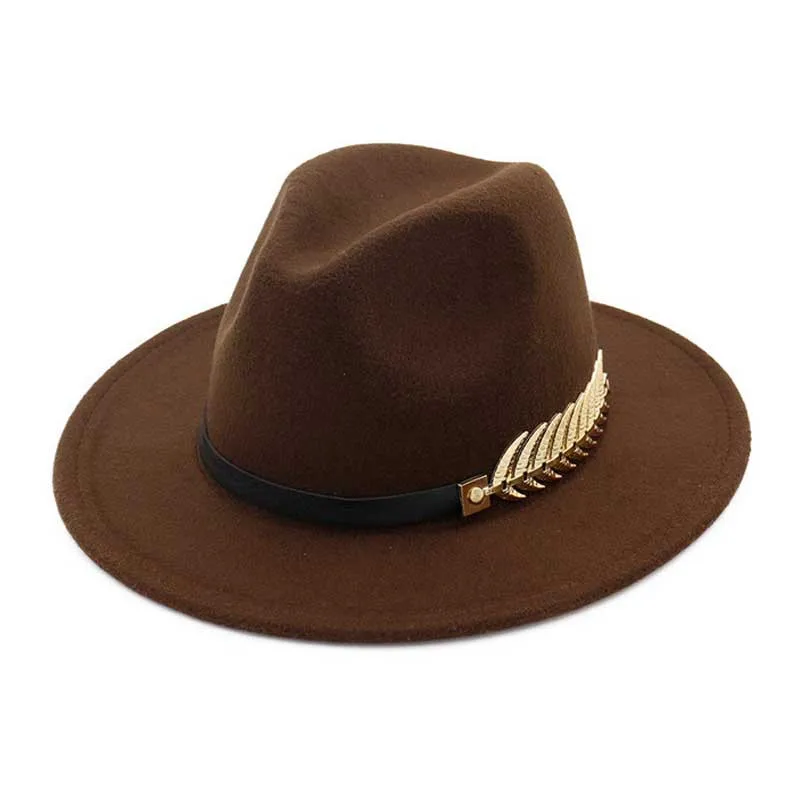

Vintage Winter Elegant Fedora Hats For Women Felt Wide Brim Wool Hat With Belt Autumn Men Trilby Jazz Cap New Fashion Warm Caps