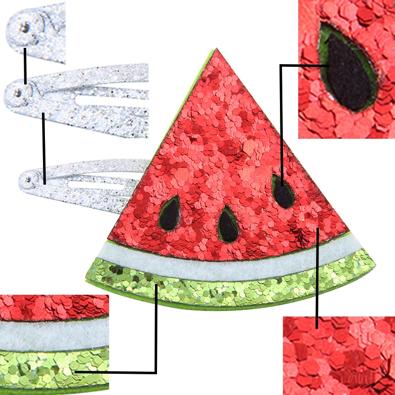 4 пары заколки для волос головной убор для волос мультяшное мороженое ананас арбуз фрукты QQ зажимы аксессуары для головных уборов блестящая повязка на голову