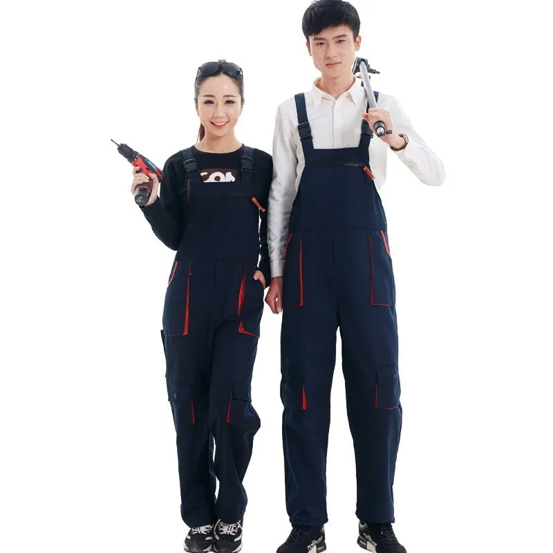 Men Women Bib Overalls Work Clothing Protective Coverall Repairman Strap Jumpsuits Working Uniforms Sleeveless Coveralls 4color