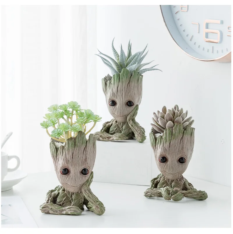 Strongwell Baby Groot цветочный горшок плетеная корзина-горшок для цветов фигурки дерево человек Милая модель ручка-игрушка горшок сад цветочный