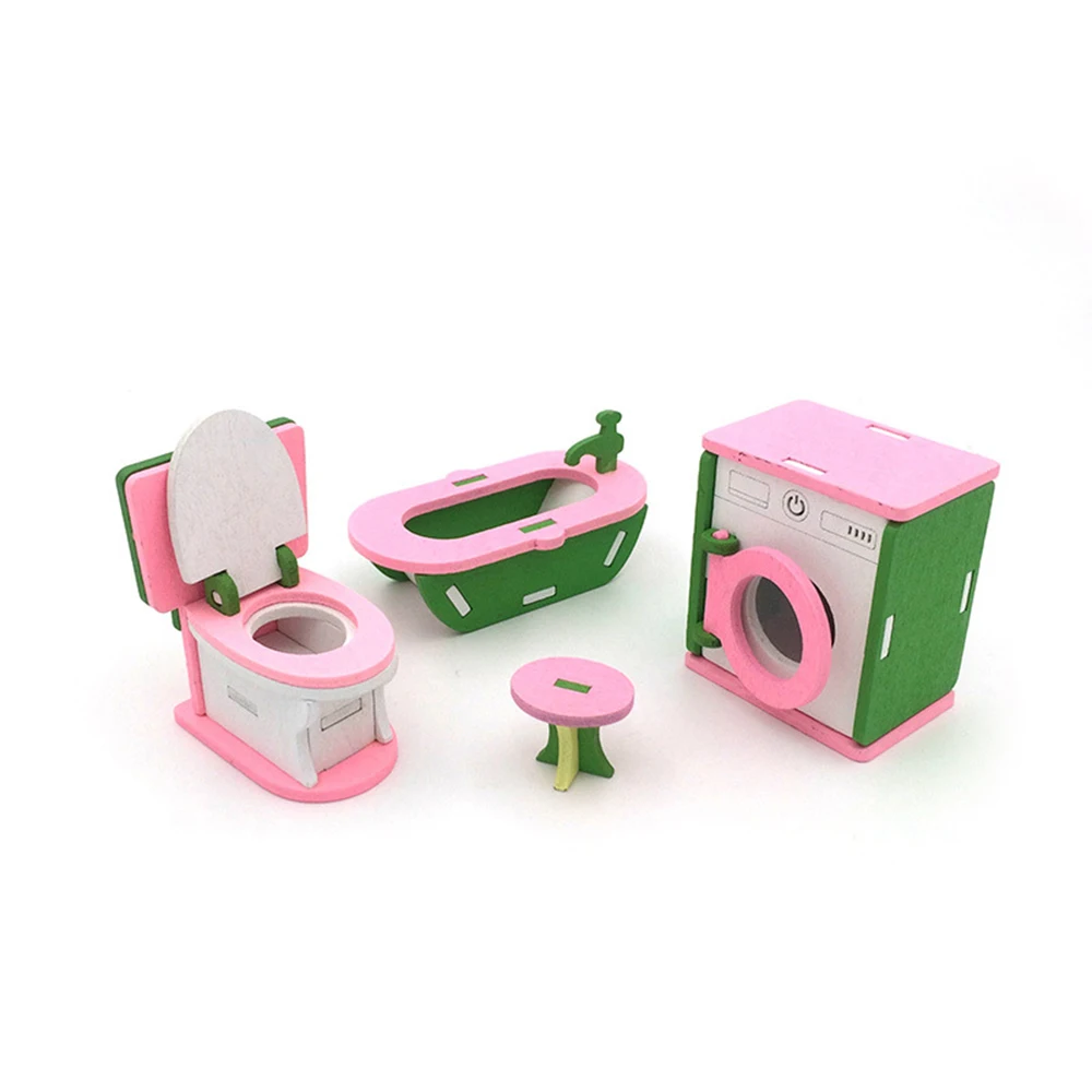 1/12 миниатюрная мебель для кукольного домика, деревянная мебель для ванной, игрушки для ванной, стиральная машина, набор для декора кукольного дома