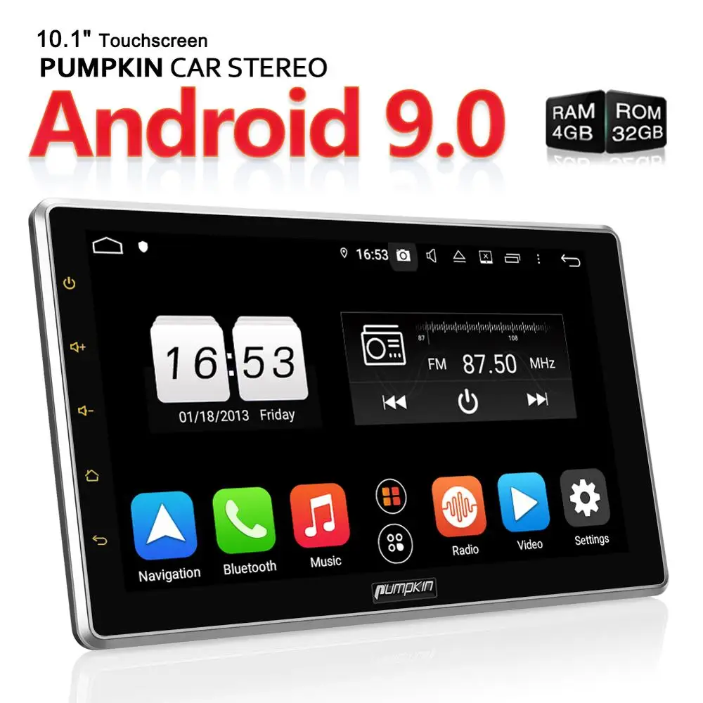 

Pumpkin 2 Din 10.1''Android 9.0 Universal Radio Octa-core 4GB 32GB Car Stereo Audio No DVD Player GPS Navigation Wifi OBD2 DAB