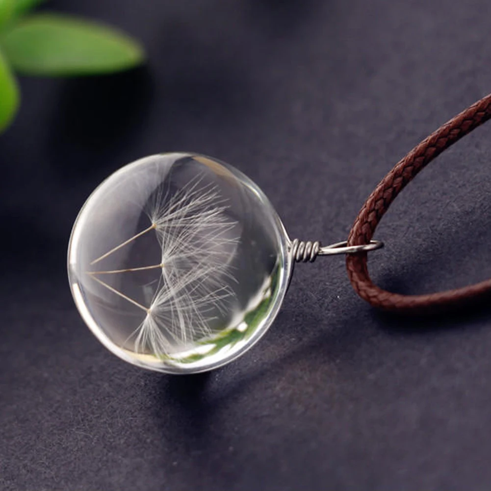 Стильный Одуванчик стеклянный шар кулон ожерелье интерьер автомобиля подвесной орнамент