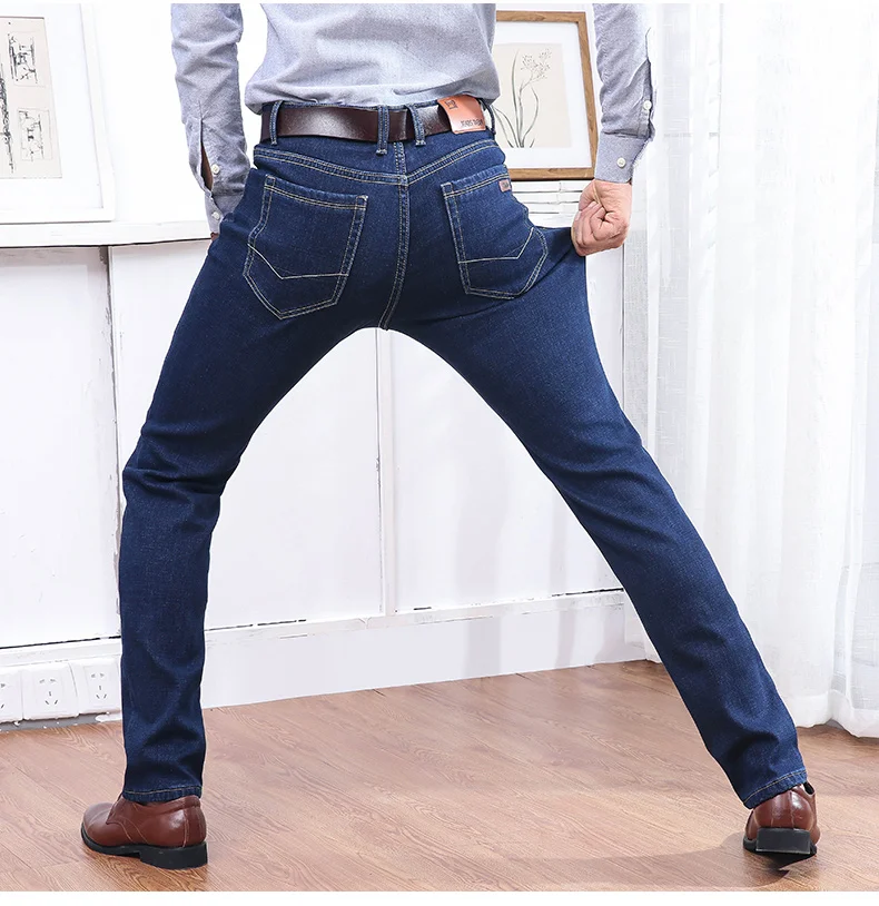 Мужские s джинсы зимние теплые утолщенные Стрейчевые джинсы мужские s облегающие брюки джинсы мужские прямые хлопковые синие джинсы мужские