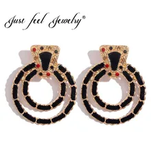 JUST FEEL ZA хрустальный круглый серьги золотистого цвета круглые ожерелье черный ремень богемные серьги для женщин модные ювелирные изделия