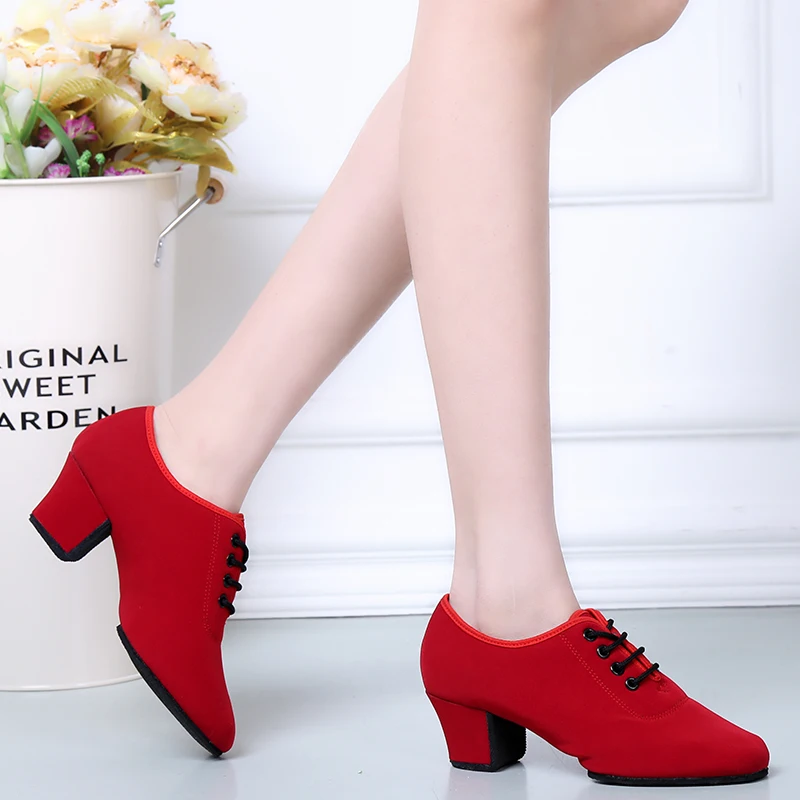 Sports Shoes Canvas Latin Dance Shoes Woman Adult Modern Ballroom Dance Shoes Teacher Shoes Oxford With Two Points Sneakers