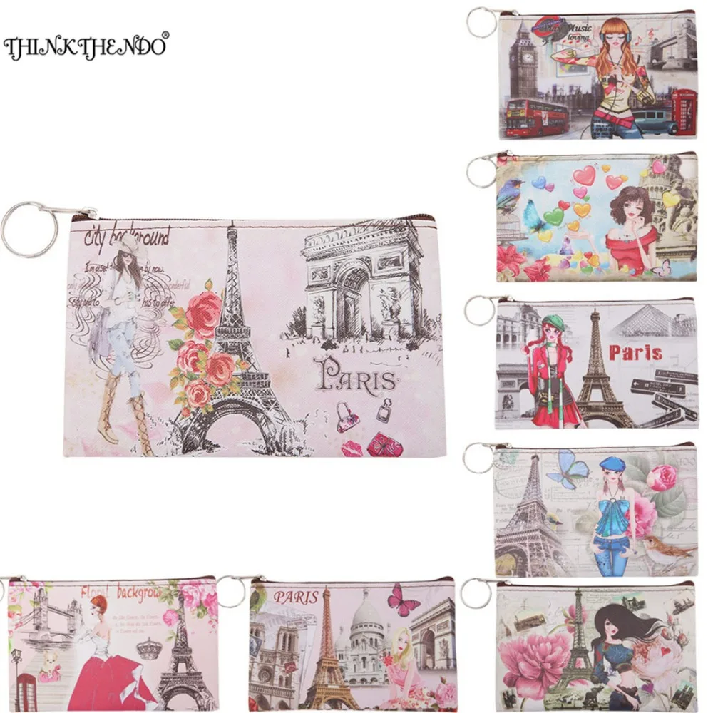 THINKTHENDO 15.5x10cm Cute Eiffel Tower Small Women Zip Faux Leather Coin Bag Case Purse Clutch Wallet THINKTHENDO 15.5x10cm Cute Eiffel Tower Small Women Zip Faux Leather Coin Bag Case Purse Clutch Wallet