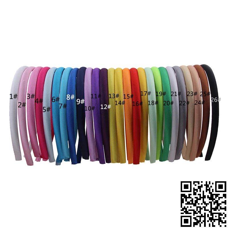 

26pcs 1cm Plastic ABS Hair Accessories Satin Headbands Girl Hair Hoop Headwear Hairband Women Covered Multicolor DIY