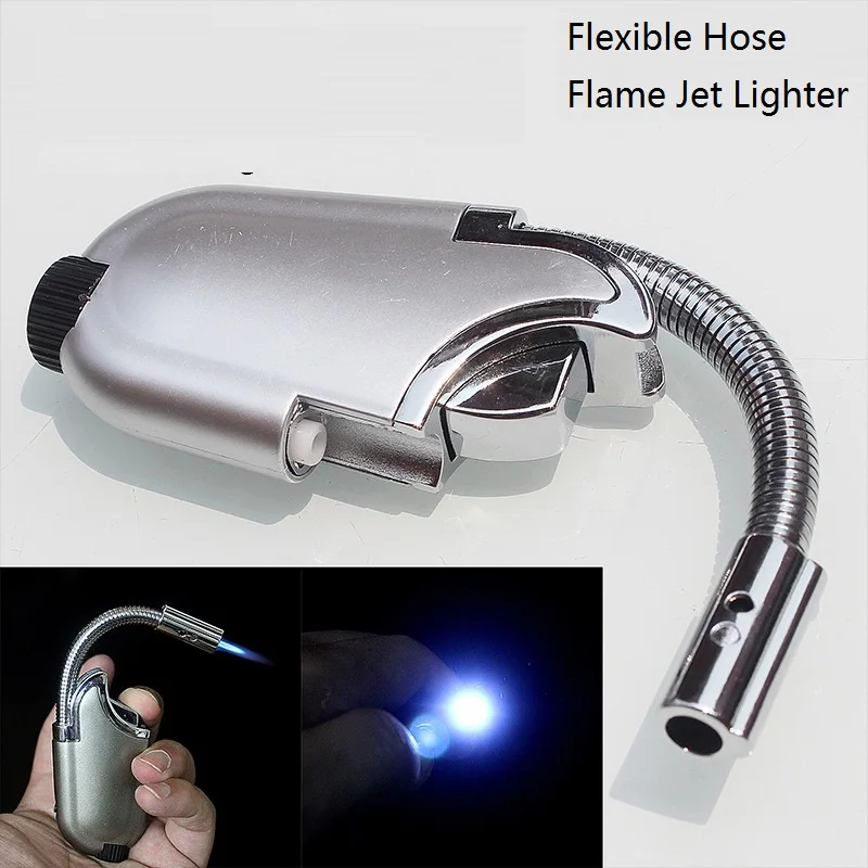 

2018 Funny Flexible Hose Cigarette Lighter Kitchen Ignition Torch Lighter Inflatable Gas Jet Lighter For BBQ Campfire Gas Stove