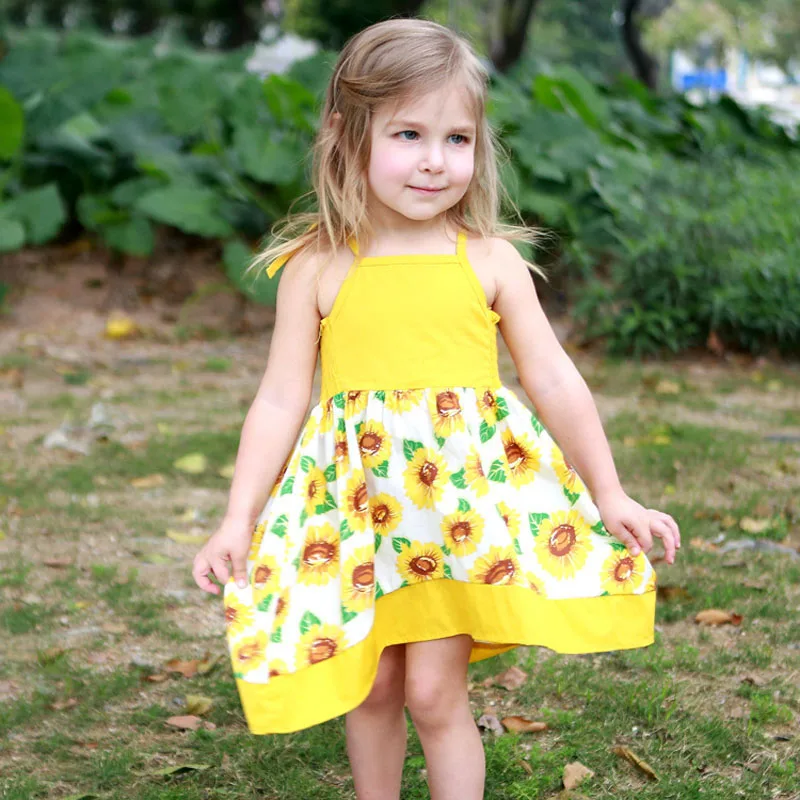 Girls Baby Summer Sunflower Lace Dress Vestidos Beach Style Floral Children Princess Dress Backless Girls Casual Sundress (12)