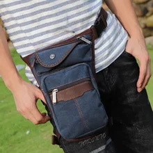 Высокое качество холст+ PC кожа мужские ноги падение мешок талии поясная карманная езда Хип бум пояс падение ноги сумка