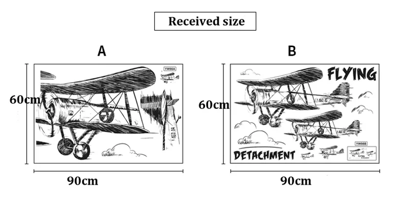 Творческий Черный и белый самолета настенные наклейки для детской комнаты Спальня настенные украшения Обои в гостиную DIY художественная наклейка