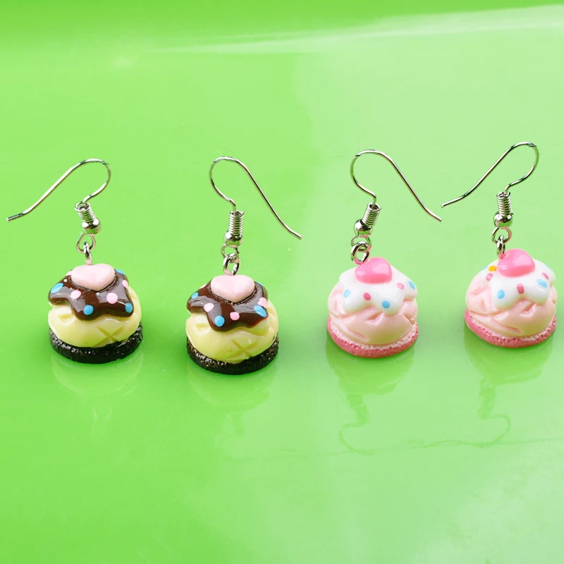 

Fashion resin simulated food kawaii cake earrings silver drop dangle earrings earing jewelry for girl women boutique bijoux