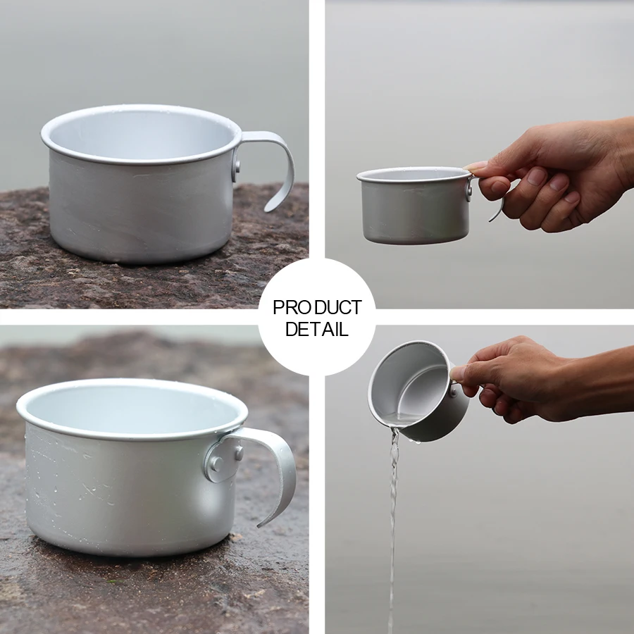 Portátil al aire libre copa de aluminio 300 ml botella de bebida Picnic vajilla montañismo caza taza Camping al aire libre senderismo