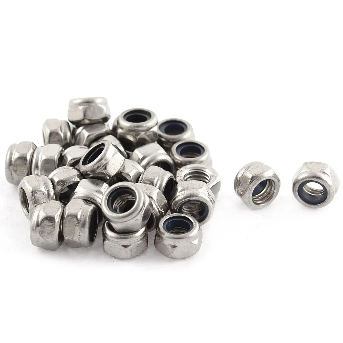 30 Pcs M5 anti loose hex nut Metric Stainless Steel Nylon Insert Lock