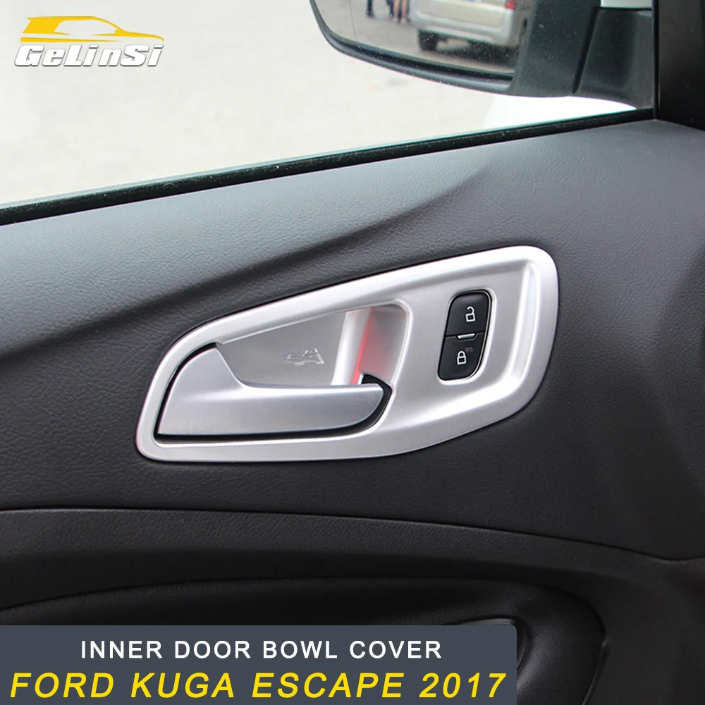 

GELINSI Inner Door Bowl Frame Cover Trim Frame Sticker Interior Accessories for Ford KUGA Escape 2017 2018