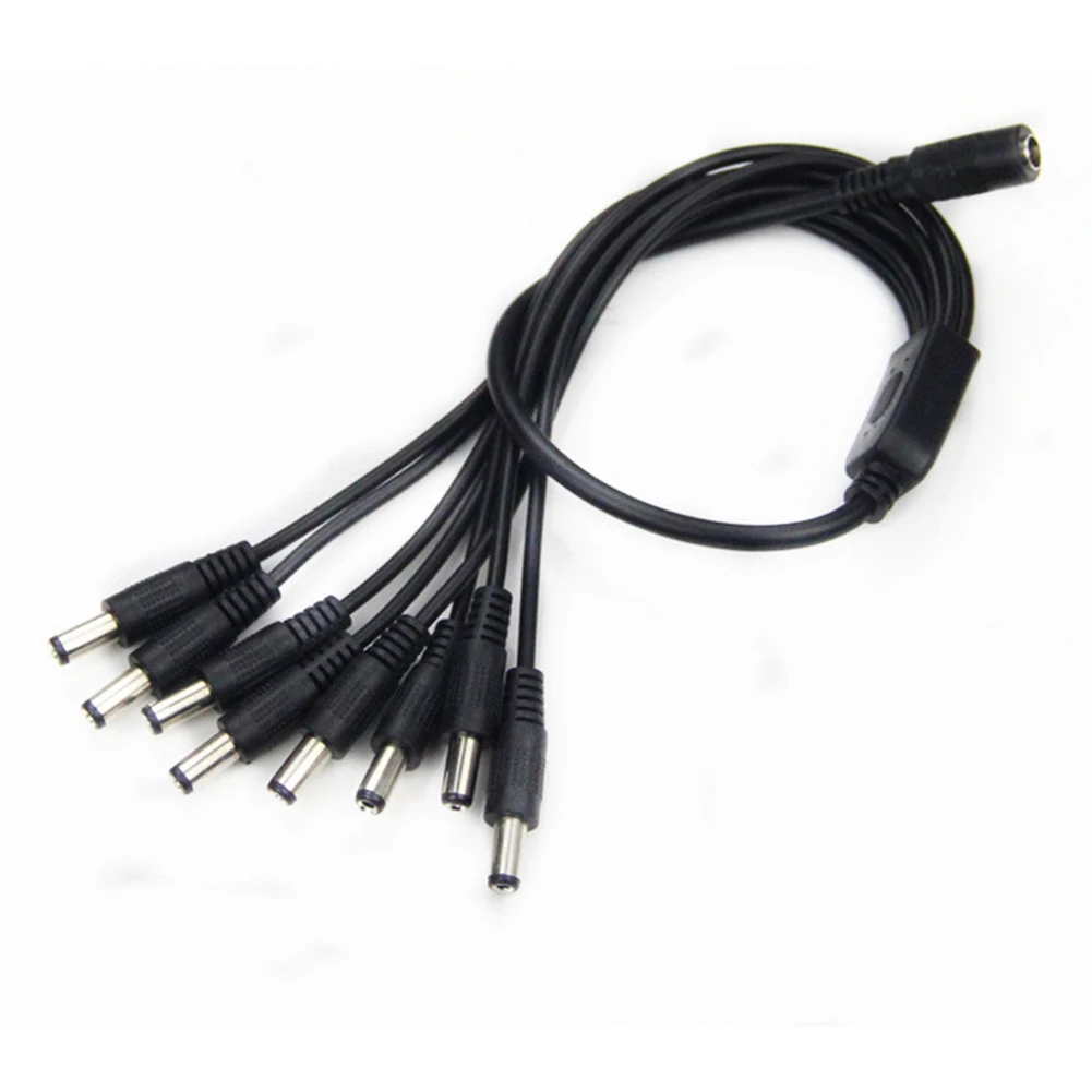 

New Prtical DC 2.1 1 to 8 Splitter Adapter Cable Power Lead Pigtail 1 Female to 8 Male DC Plug for CCTV Security Camera