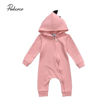 

Newborn Baby Boy Girl Rompers Zipper Autumn Hooded Long Sleeve Dinosaur Costume Romper Boys Girls Clothing Playsuit Clothes