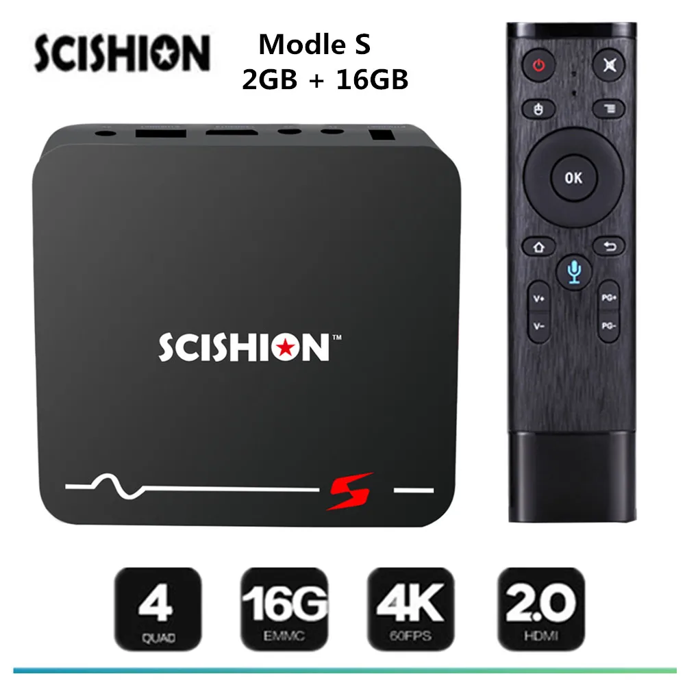SCISHION модель S ТВ Box Android 8,1 голос дистанционного RK3229 2 ГБ 16 ГБ Smart ТВ коробка 2.4g WiFi 100 Мбит/с Поддержка 4 К H.265 Media Player