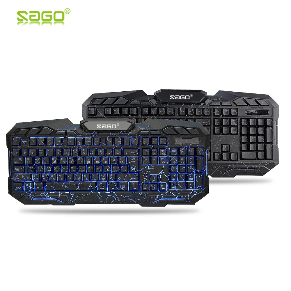 

Sago Russian Keyboard Gaming Russian/English Keyboard for Gamer RGB bkaclight Keyboard USB Gaming Keyboard with RU/CN