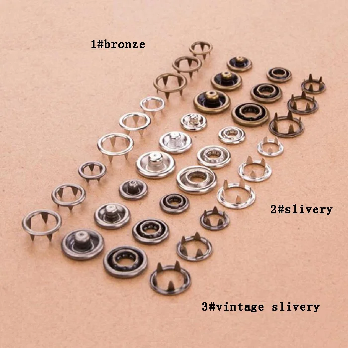 

4in one prong Snap Buttons 7.5/8/9/10mm claw Fasteners Press Stud metal copper for handmade Gift Box Scrapbook Craft DIY Sewing
