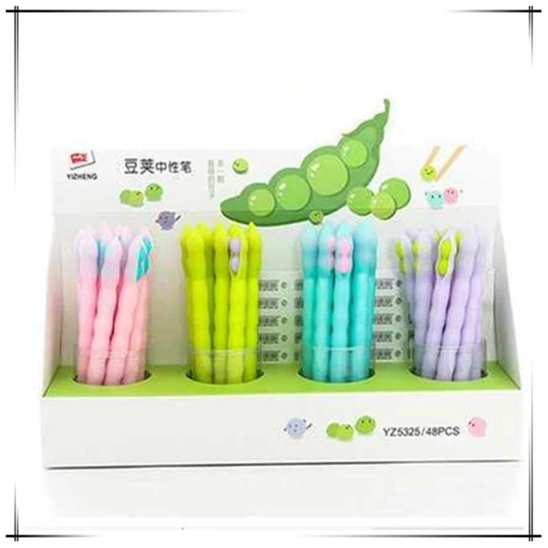 

48 Pcs Gel Pens Cartoon Beans Black Colored Kawaii Gift Gel-ink Pens Pens for Writing Cute Stationery Office School Supplies