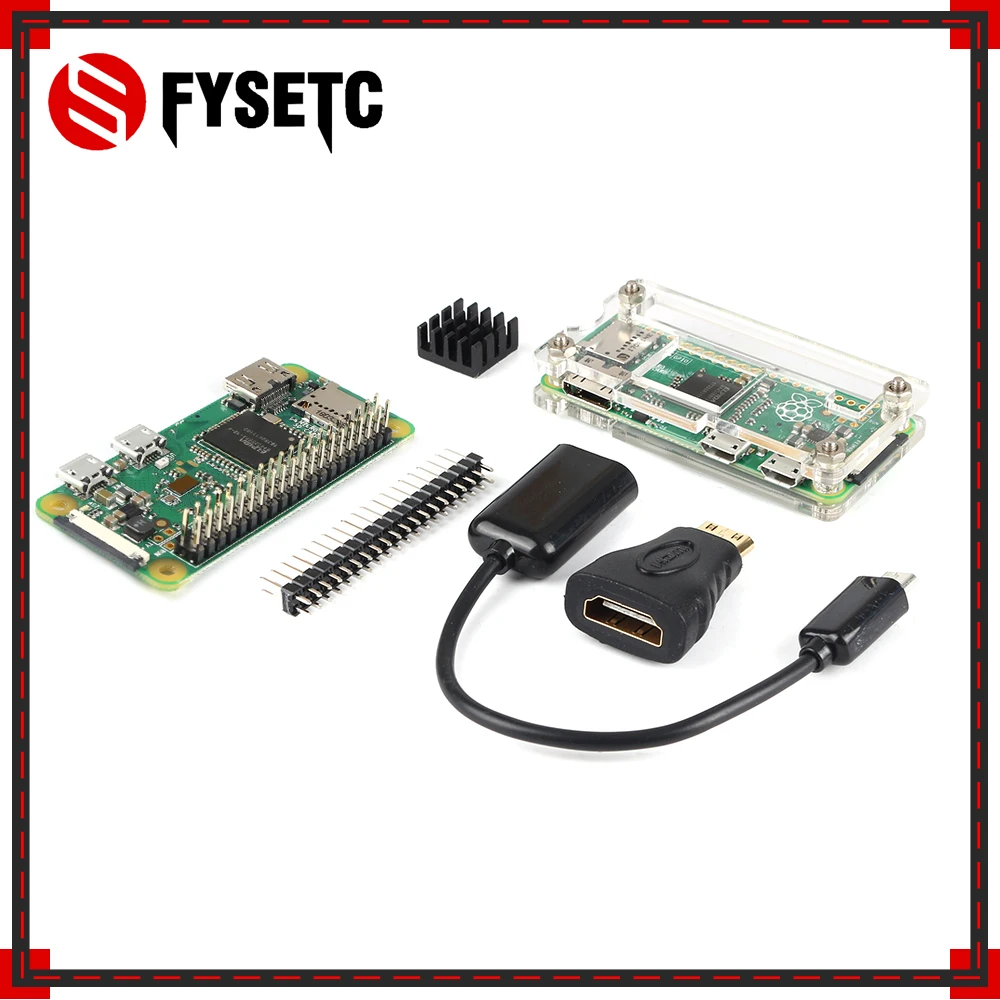 Raspberry Pi Zero WH Kit+Acrylic shell+Power Adapter+GPIO Header+ HDMI +5V 2A US Power Supply+5MP M