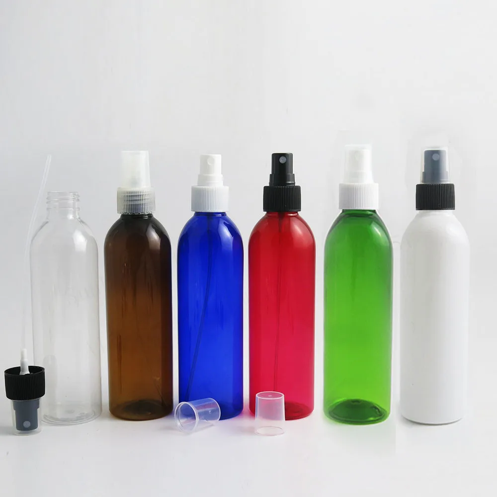 

30 x 250ml Empty Clear Amber Blue White plastic bottle Wash Cleanser Kitchen Water Refillable Spray Bottle With Mist Sprayer lid