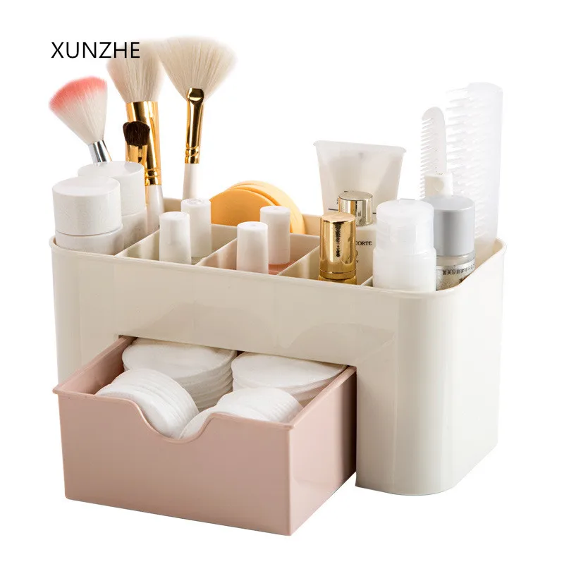 

XUNZHE Jewelry Cosmetics Storage Box Drawer Plastic Office Desk Dressing Table Skincare Brush Lipstick Finishing Rack