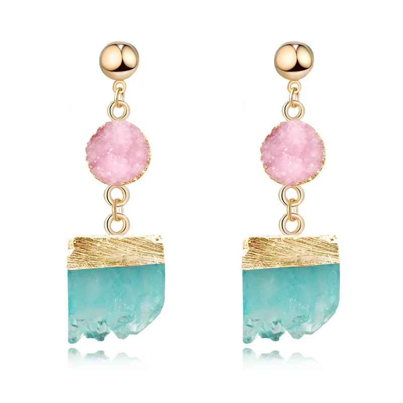 

Dayoff Bohemia Fake Druzy Irregular Drop Earings For Women Jewelry Resin Geometric Long Earing pendientes vintage mujer E178