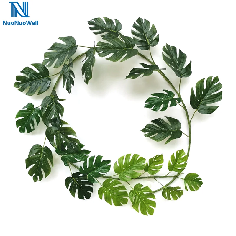 

NuoNuoWell 6.2FT Artificial Turtle Leaf Garland Fake Plant Vine Green Rattan Foliage Decor Monstera Faux Cheese Plants Display