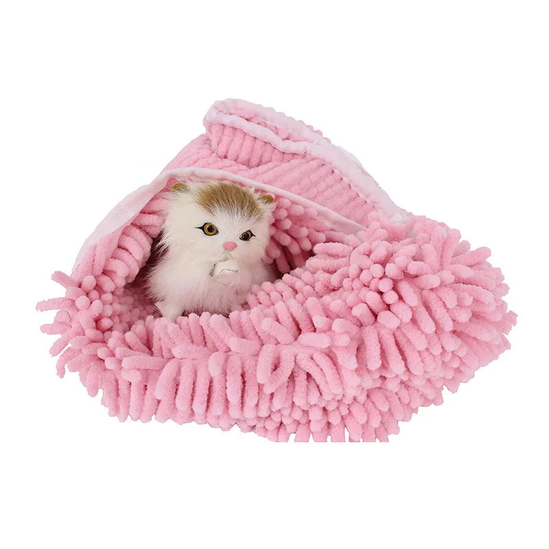 

DogLemi New 1pcs Absorbent Quick-drying Dog Towel Chenille Microfiber Shammy Pet Bath Towel Hand-Held Pocket Anti-Dirt towels