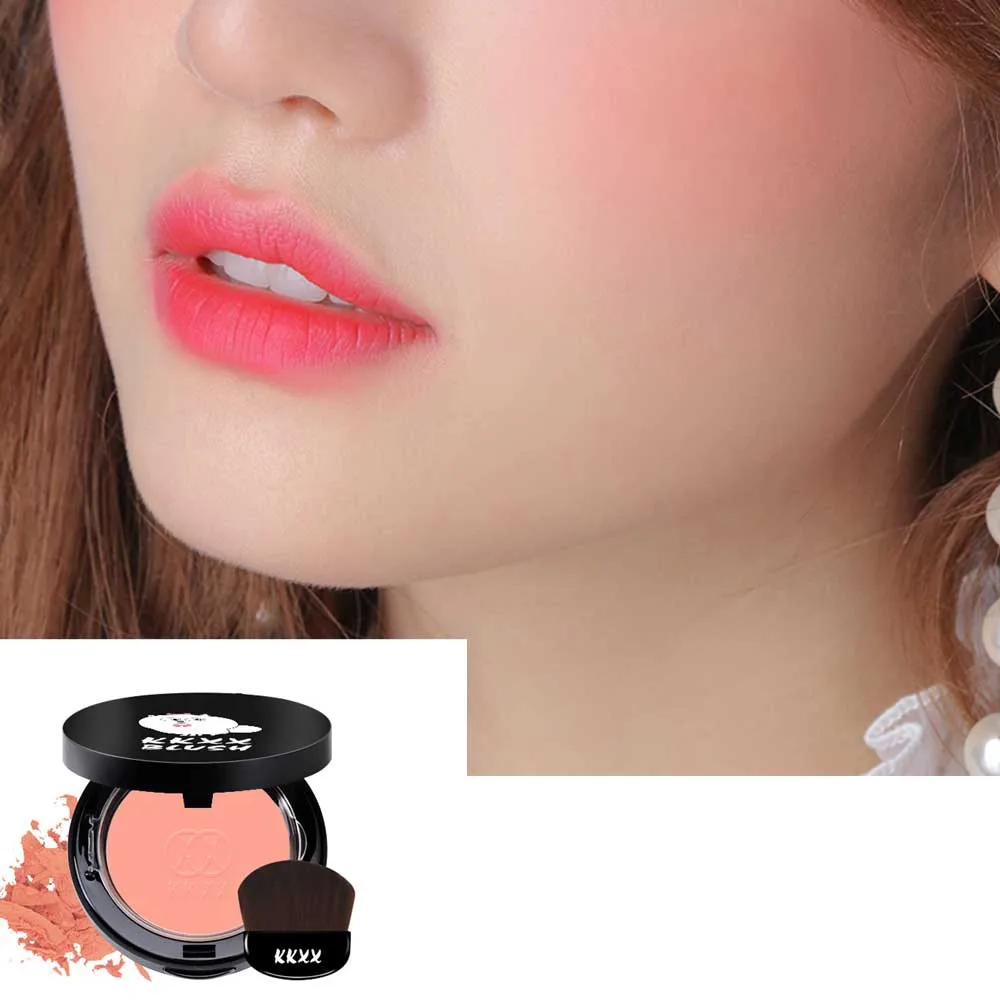 

NOVO New Makeup Baking Blush With Puff Bronzer Baked Cheek Color Blusher Palette ilky and fresh finish5.3