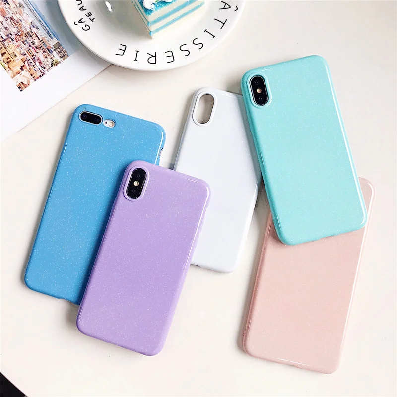 

Fashion Bling Candy Color Case for Samsung Galaxy S9 S8 Plus S7 S6 Edge Soft Silicone Cover for Galaxy Note 9 8 Glitter Cases