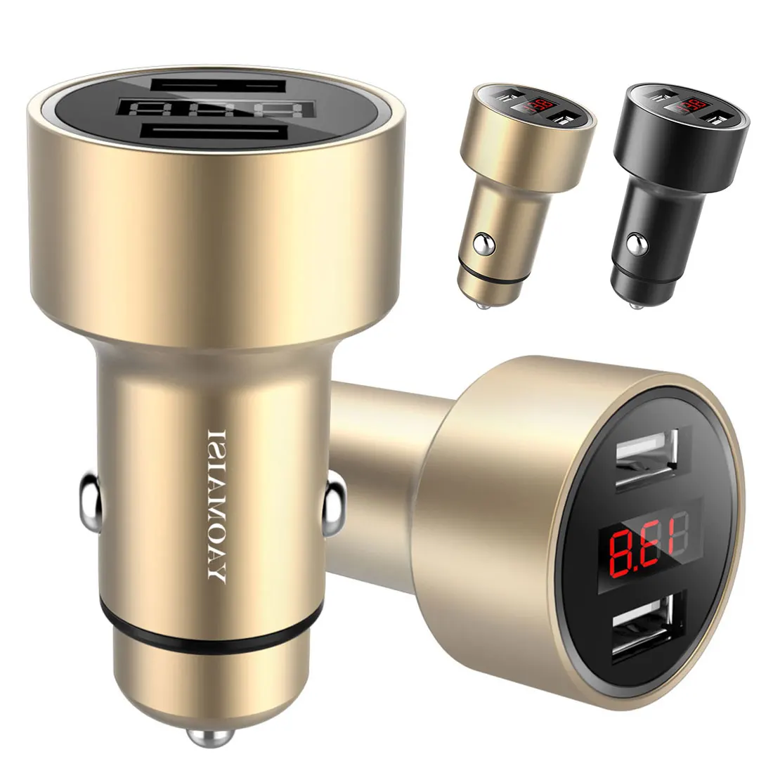 Centechia Auto Parts Multi function Car Charger with Display Double USB