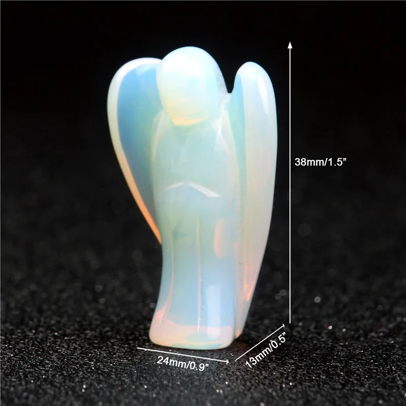 YWG 1,5 дюймов натуральный резной драгоценный камень мира Карманный ангел-хранитель фигурки Исцеление чакры в рейки Хрустальная каменная статуя Бесплатный мешочек