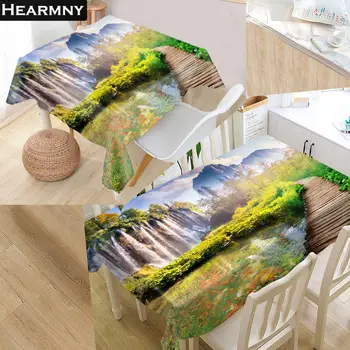 

HEARMNY New Forest Landscape Tablecloth Oxford Cloth Dust-proof Rectangular Table Cover For Party Home Decor 100X140cm140X140cm