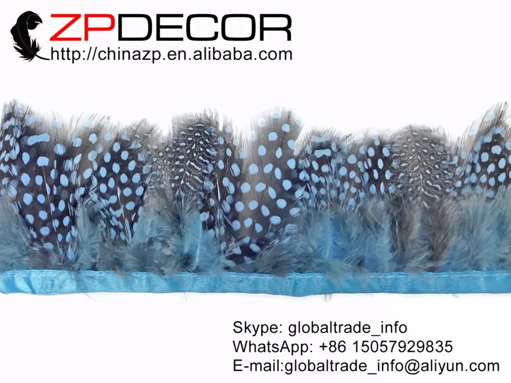 7 Guinea Feathers, 1 Yard - BABY BLUE Guinea Hen Plumage Feather Trim   3231 (1)