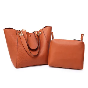 

Bags Female 2019 New Pu Leather Bucket Bag Two Pieces Composite Bag Large Capacity Women Casual Shoulder Handbag Black Brown