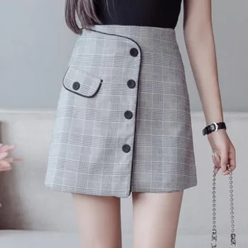 

Spring Summer Plaid Skirt Women A-line Vintage Office Ladies Fashion High Waist Skirts Female Xadrez Casual Mini Skirt