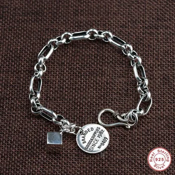 

Genuine 925 Sterling Silver Branded Bracelet for Women Men Gift Fashion Bracelet Jewelry about 17.5cm Thai Silver Craft Bracelet