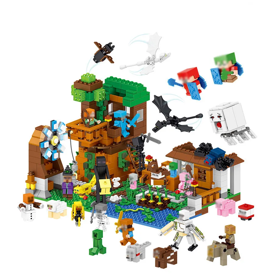 1007pcs-My-World-Water-Castle-Mini-Dragons-Action-Figures-Building-Blocks-Compatible-Legoed-Minecrafted-City-Toys
